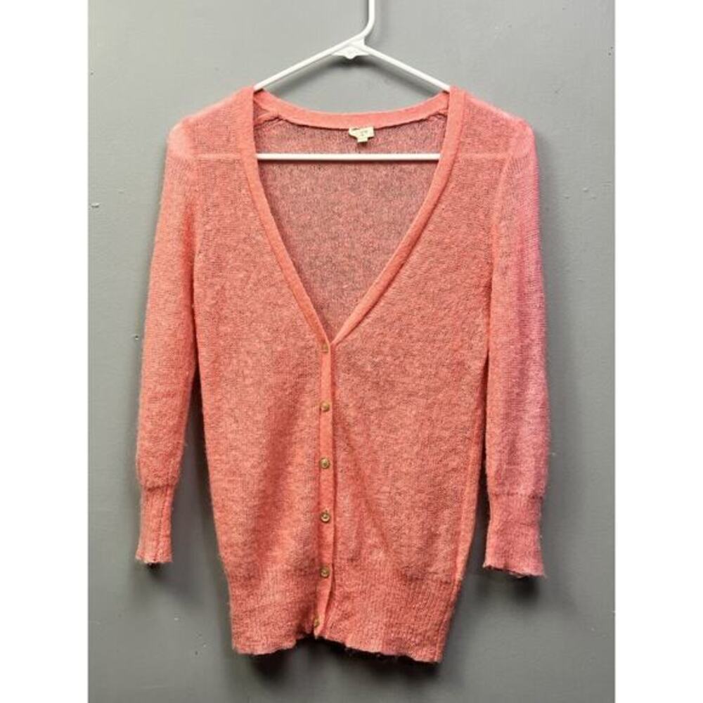 J.Crew Cardigan Sweater Womens‎ Small Mohair Blend Coral Academia Cottage Core